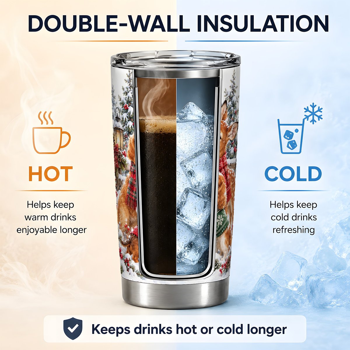 Christmas Snowman and Animal Friends Tumbler 20oz