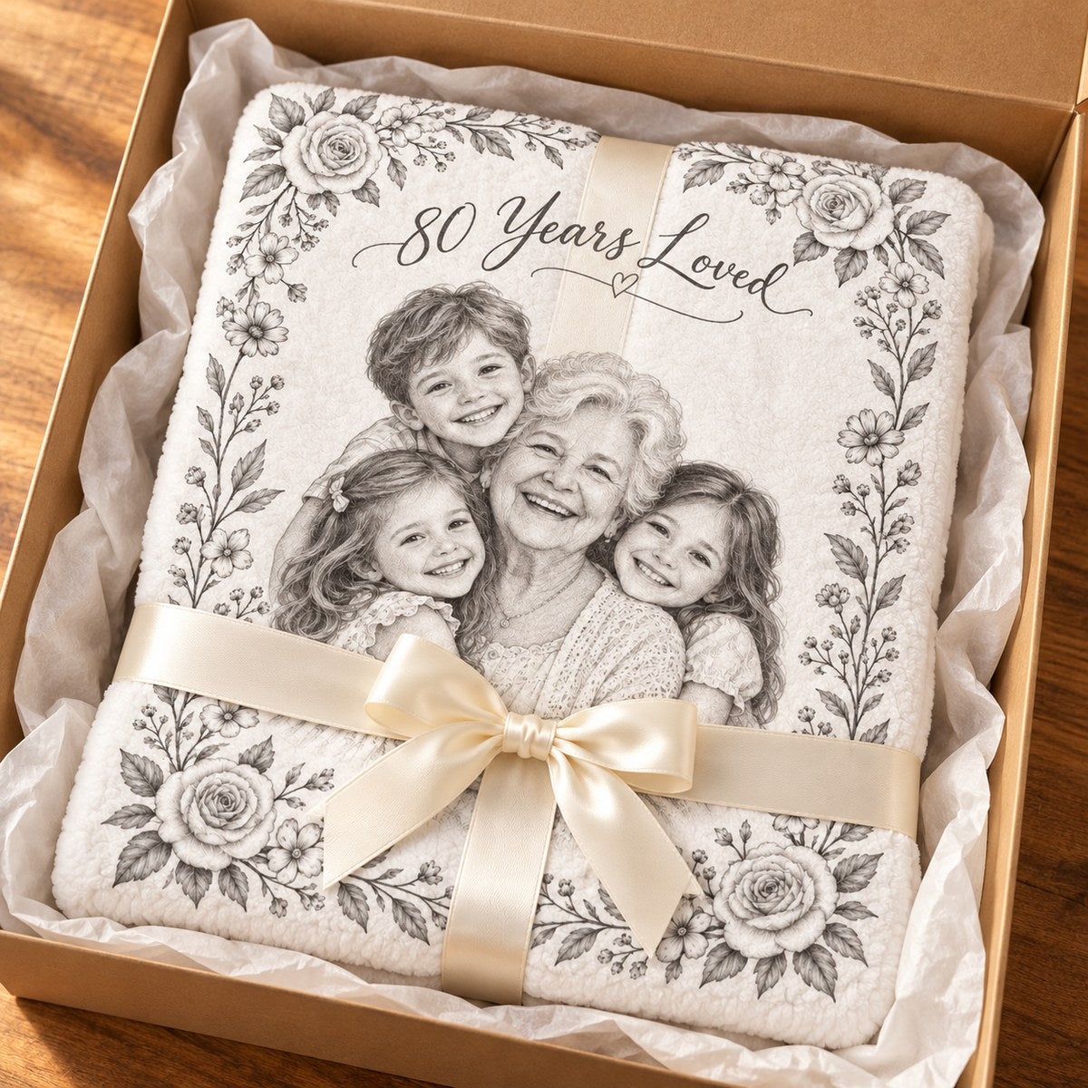 Custom Photo Pencil Sketch Plush Fleece Blanket - Birthday Gift Personalized Blanket Gift — gift