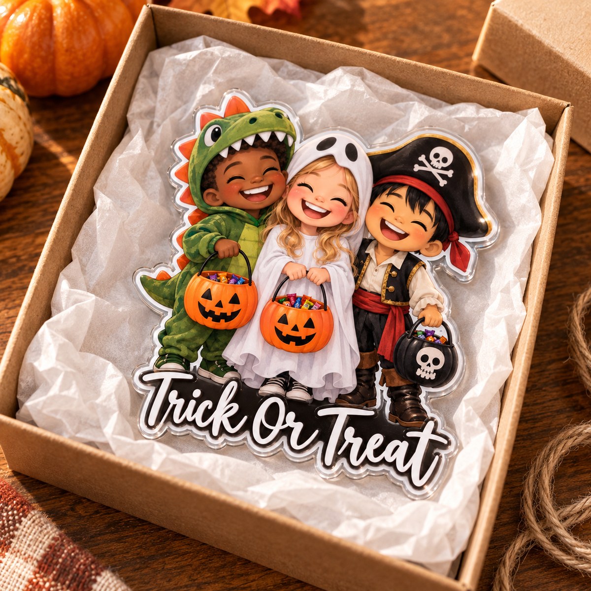 Custom Photo Halloween Kids Caricature - Personalized Acrylic Magnet — gift