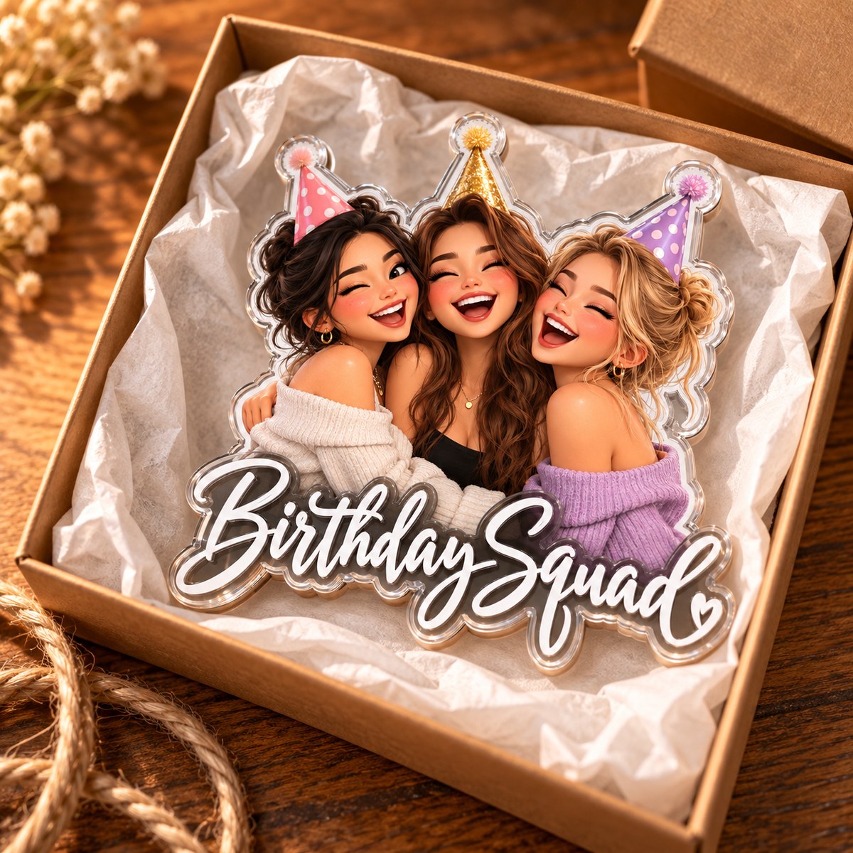 Custom Photo Birthday Caricature - Personalized Acrylic Magnet — gift