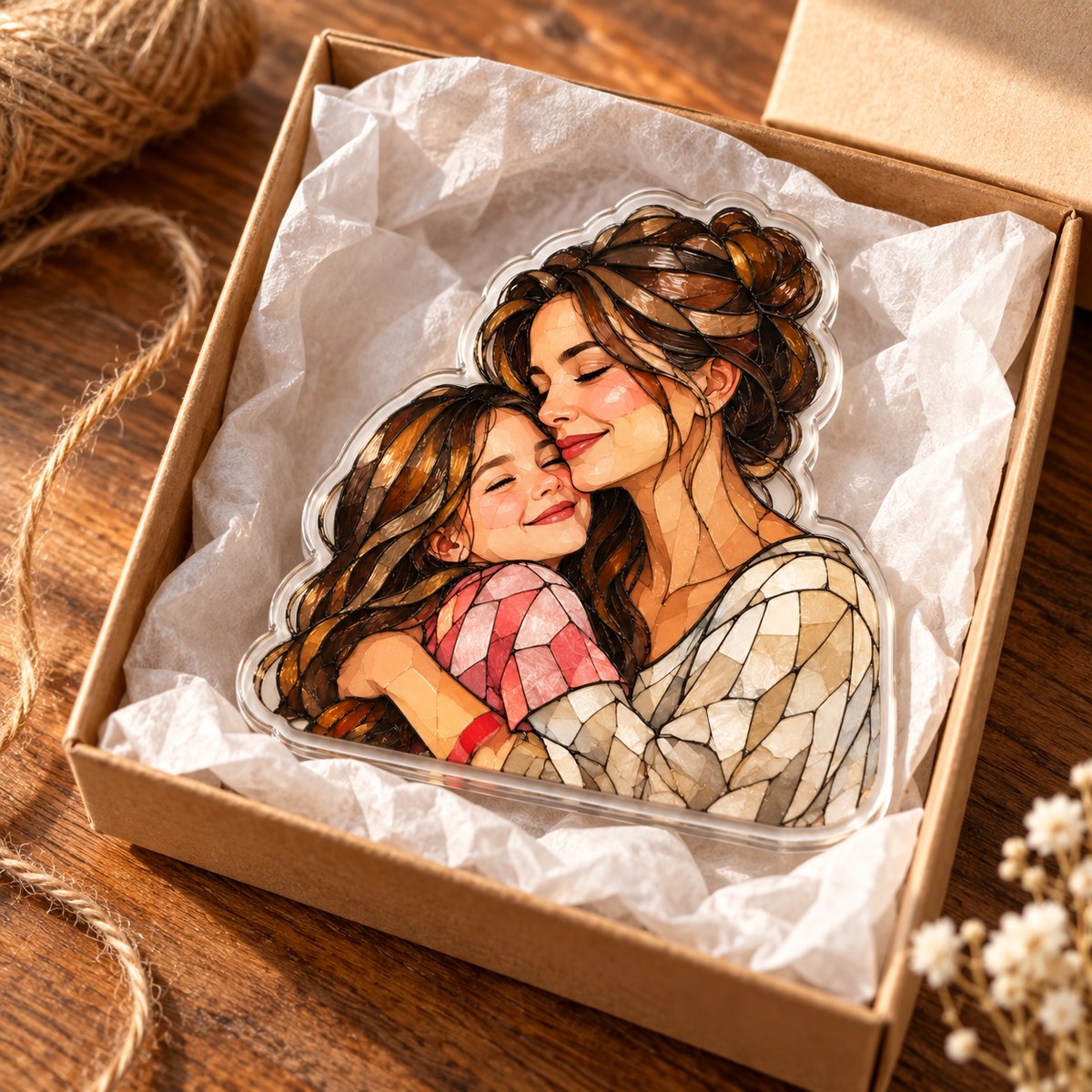 Custom Photo Mom & Grandma Stained Glass - Personalized Acrylic Magnet — gift