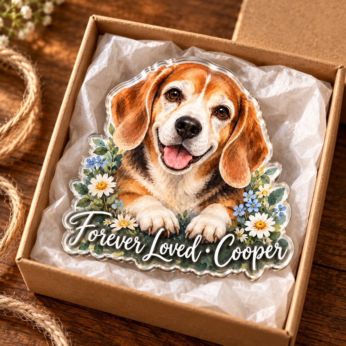 Custom Photo Pet Memorial Watercolor - Personalized Acrylic Magnet — gift