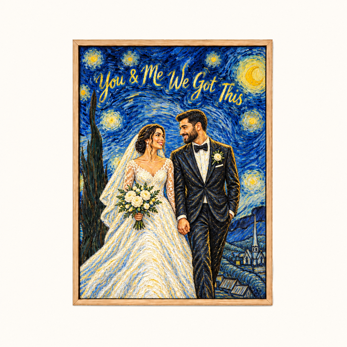 Wedding Starry Night canvas, The Beginning Of Forever, framed
