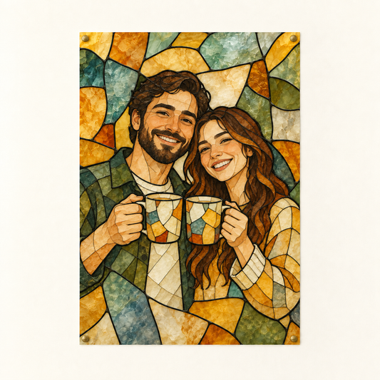 Housewarming stained-glass poster, Home Sweet Home, unframed