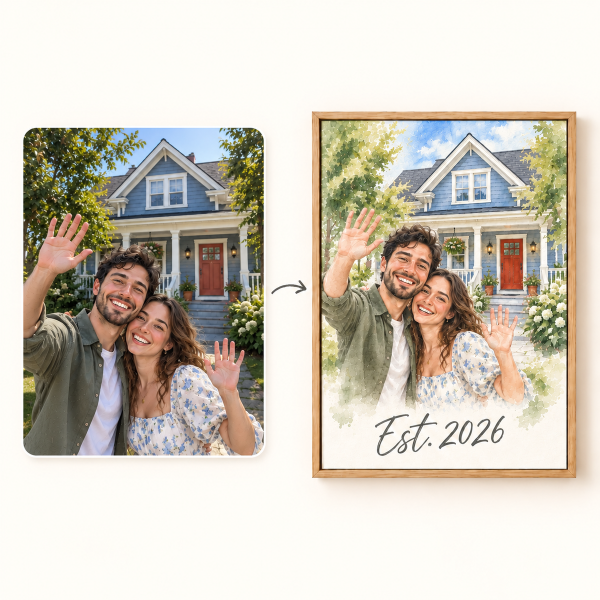 How it works: your photo to a Housewarming watercolor canvas