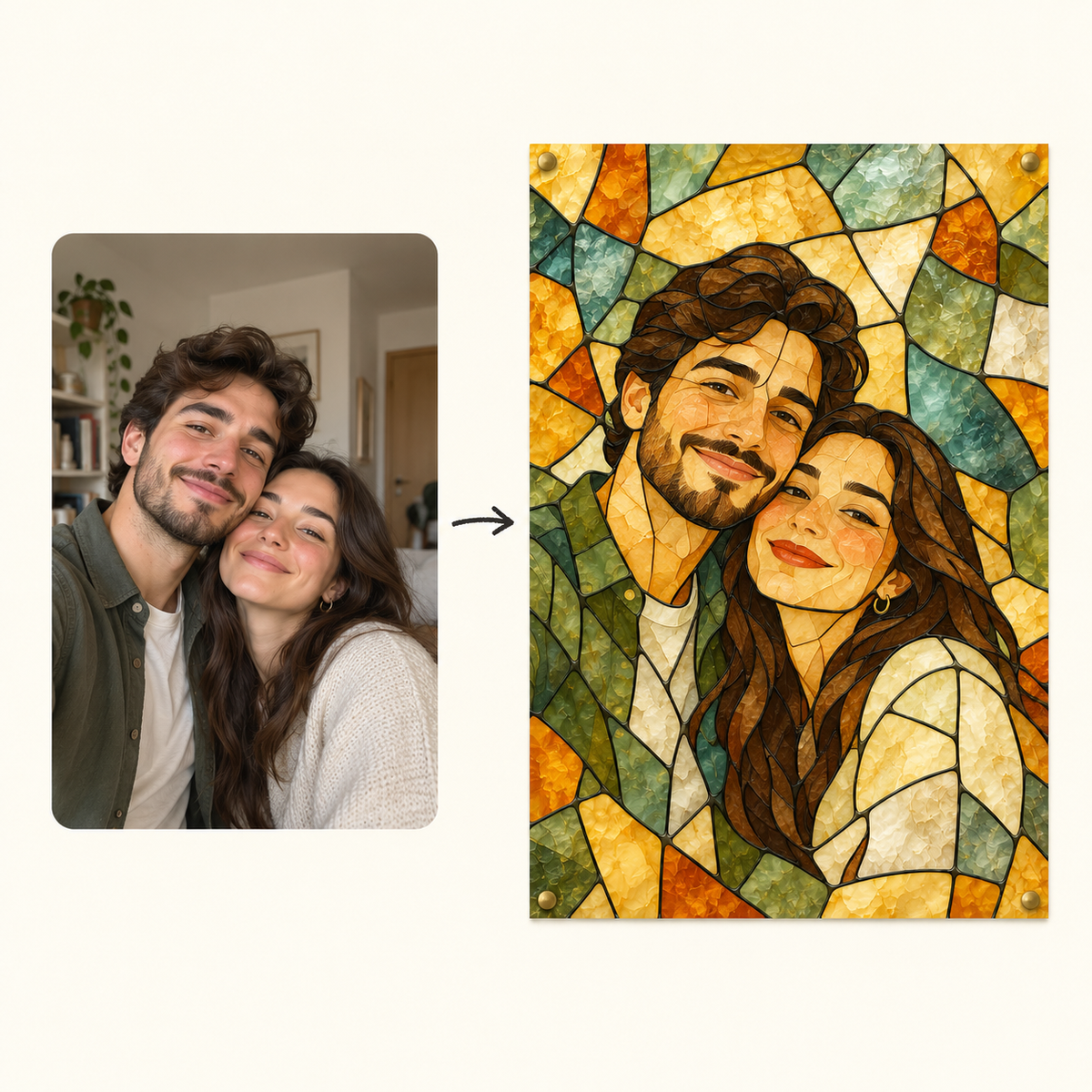 How it works: your photo to a Housewarming stained-glass poster