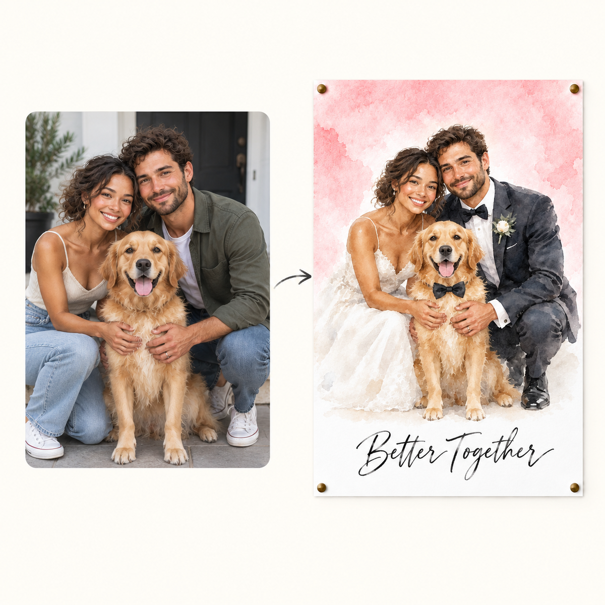 How it works: your photo to a Wedding watercolor poster