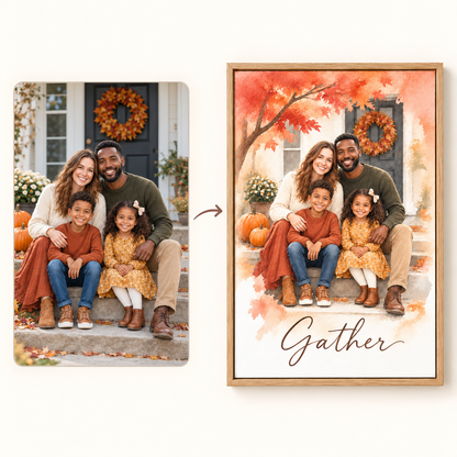 How it works: your photo to a Fall Home watercolor canvas