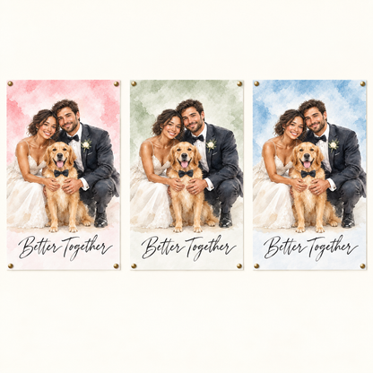 Three background colors and quotes on Wedding watercolor poster