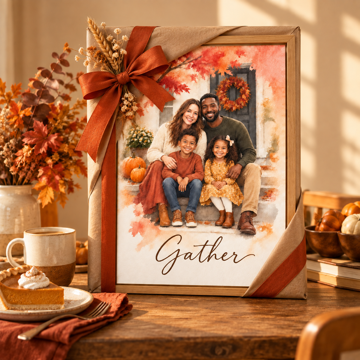 Fall Home watercolor canvas as a gift