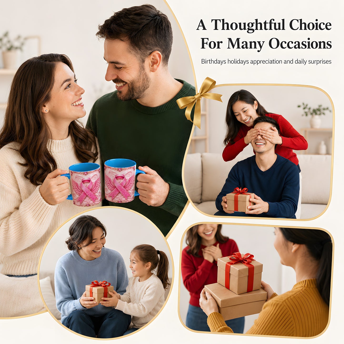 #pl[11oz|Blue] Pink Ribbon Wings Coffee Mug, Awareness Mug, Ceramic Cup