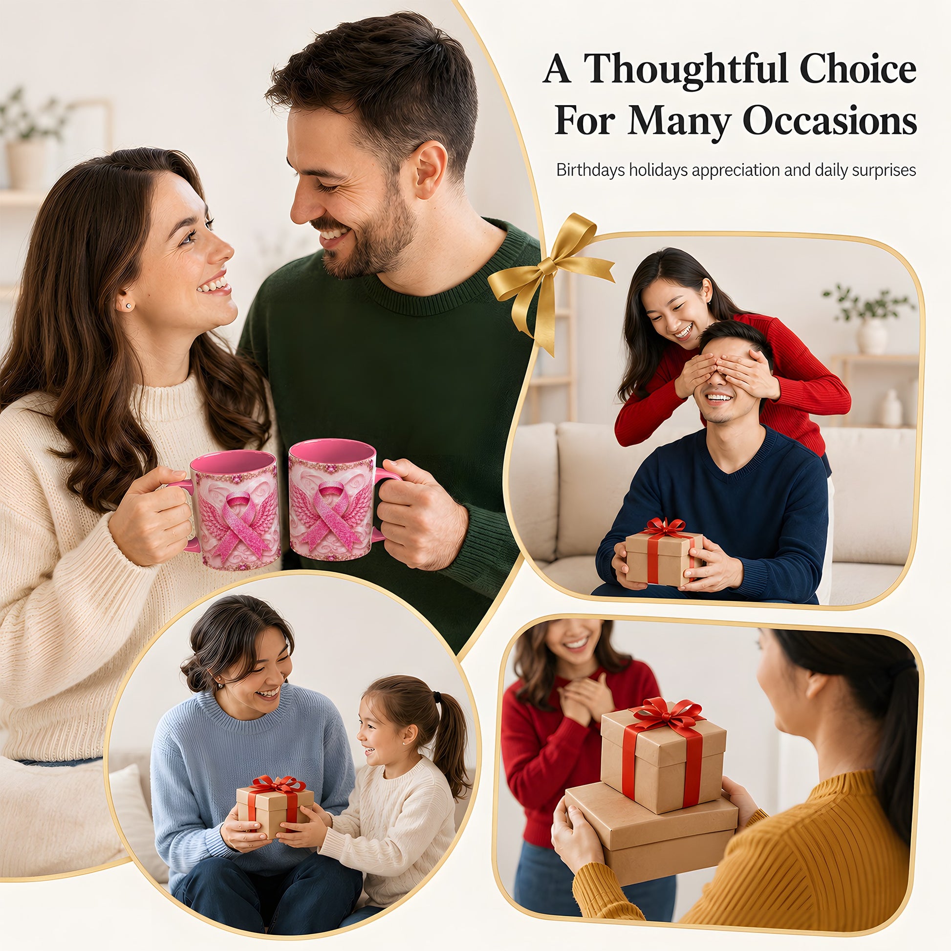 #pl[11oz|Pink] Pink Ribbon Wings Coffee Mug, Awareness Mug, Ceramic Cup