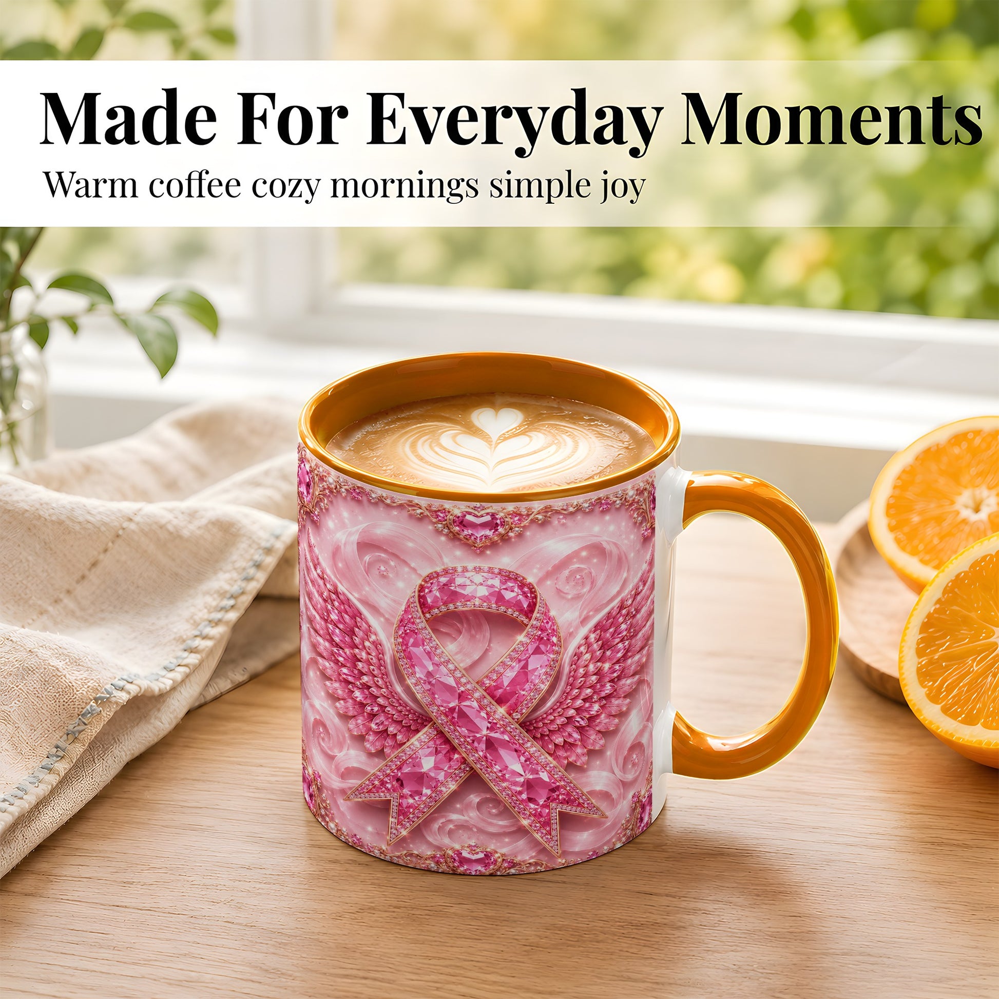 #pl[11oz|Orange] Gemstone Ribbon Wings Coffee Mug, Awareness Mug, Ceramic Cup