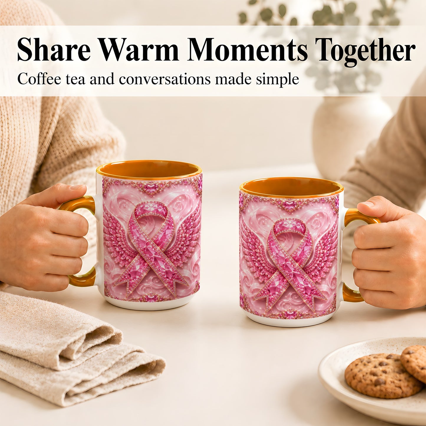 #pl[15oz|Orange] Gemstone Ribbon Wings Coffee Mug, Awareness Mug, Ceramic Cup