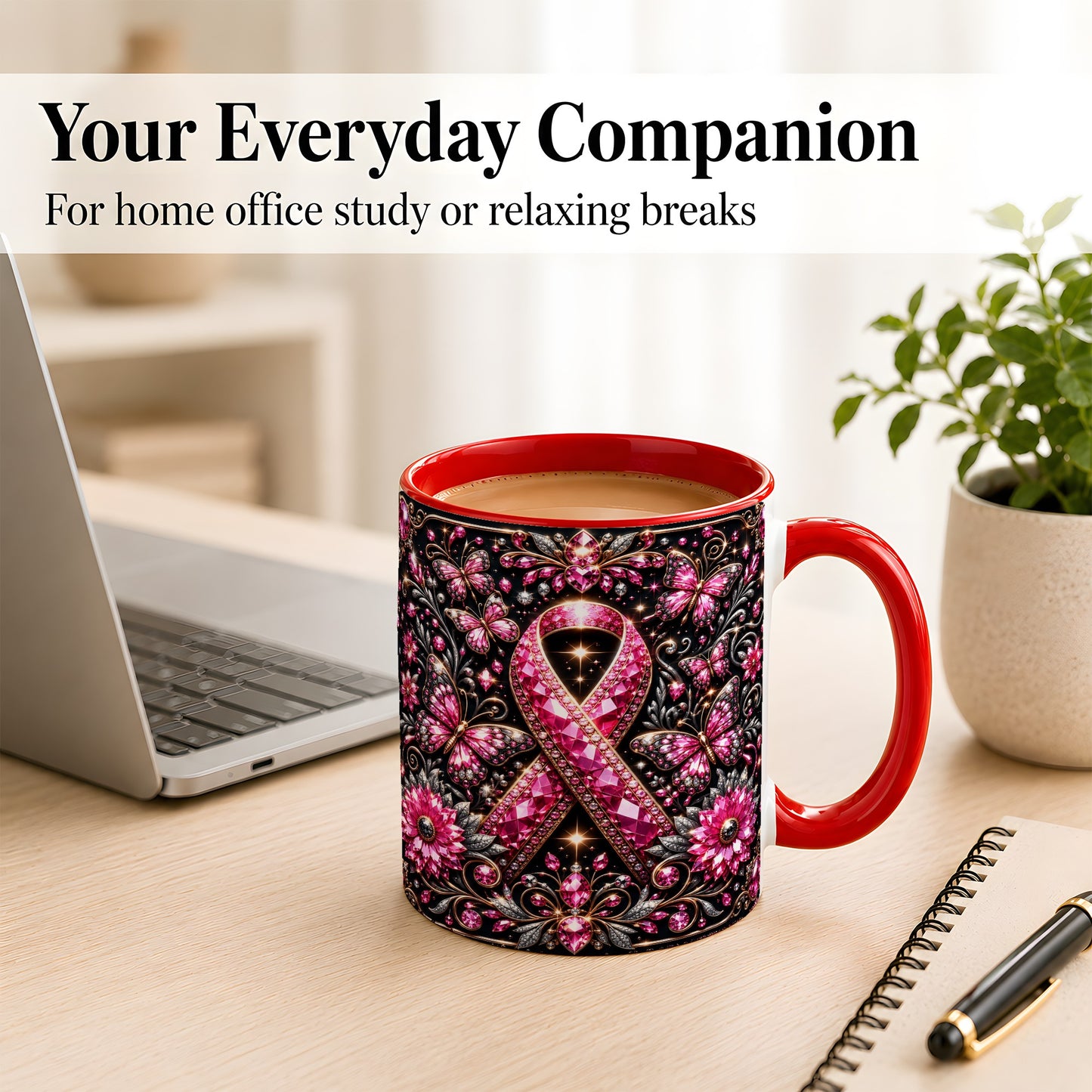 #pl[11oz|Red] Breast Cancer Awareness Coffee Mug, Pink Ribbon Mug, Ceramic Cup
