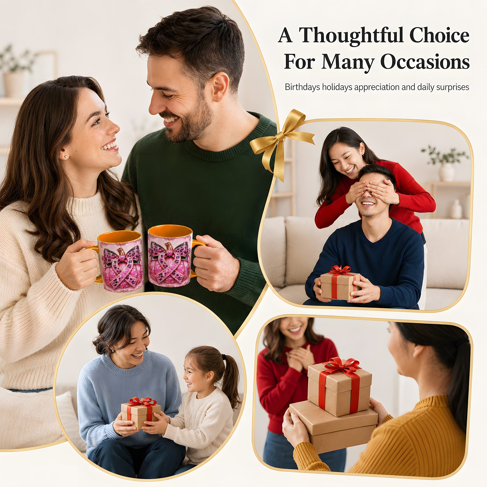 #pl[11oz|Orange] Pink Ribbon Pumpkin Coffee Mug, Awareness Mug, Ceramic Cup