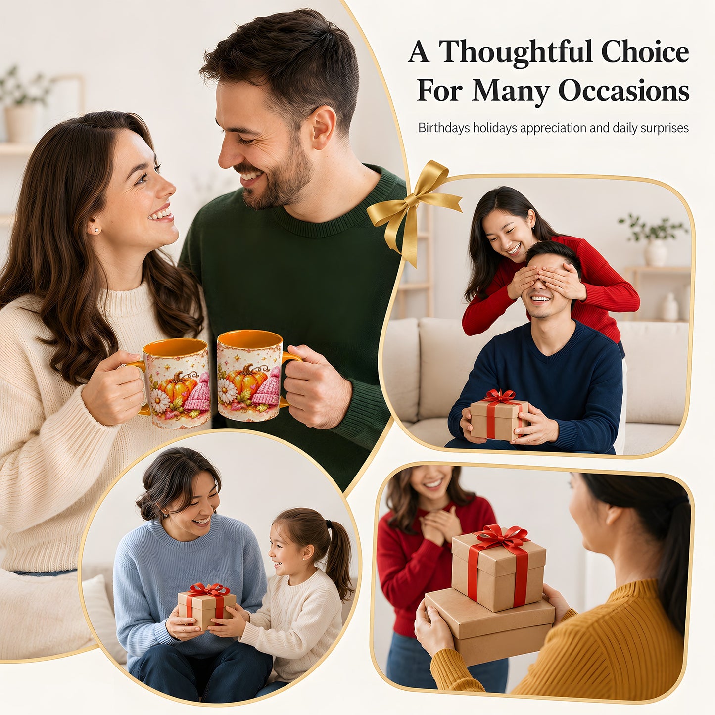 #pl[11oz|Orange] Pink Pumpkin Daisy Coffee Mug, Cozy Autumn Knit Hat Mug, Ceramic Cup