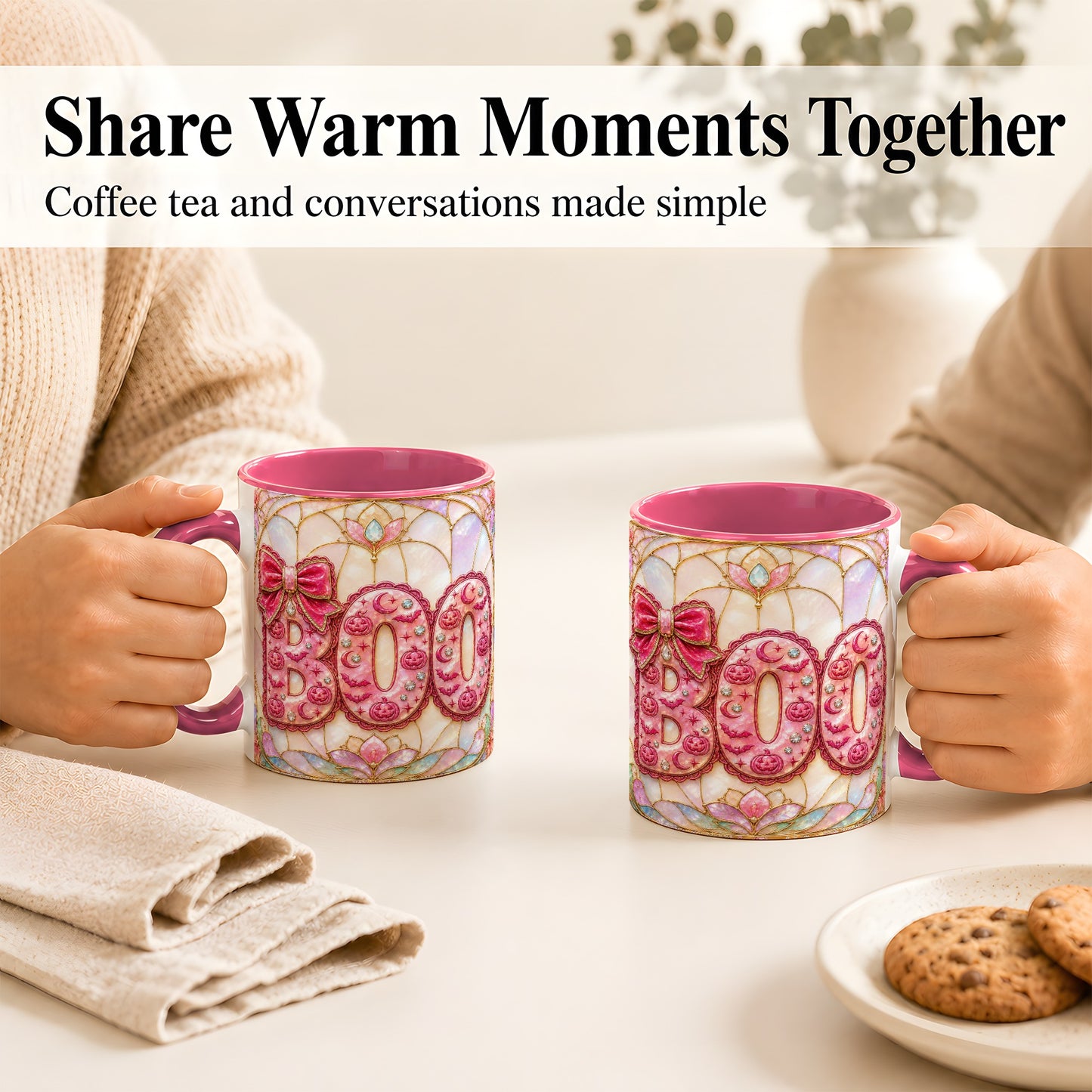#pl[11oz|Pink] Pink Halloween Coffee Mug, Pumpkin Moon Mug, Ceramic Cup
