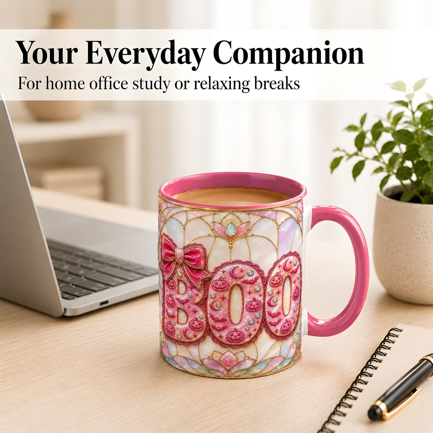 #pl[11oz|Pink] Pink Halloween Coffee Mug, Pumpkin Moon Mug, Ceramic Cup