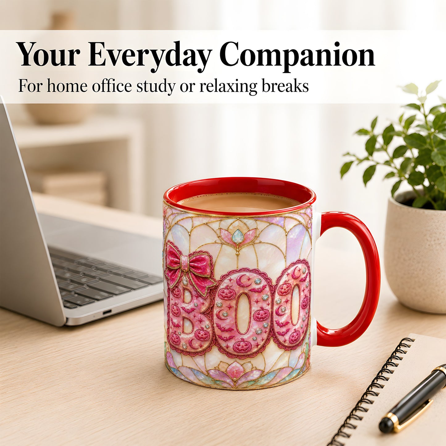 #pl[11oz|Red] Pink Halloween Coffee Mug, Pumpkin Moon Mug, Ceramic Cup