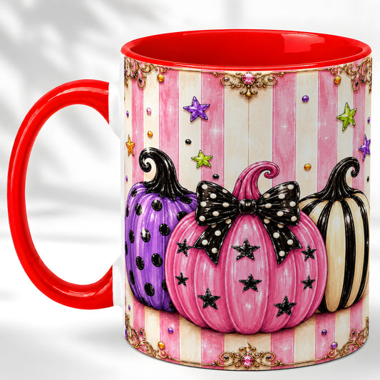 #pl[11oz|Red] Pink Pumpkin Coffee Mug, Halloween Pumpkin Mug, Ceramic Cup