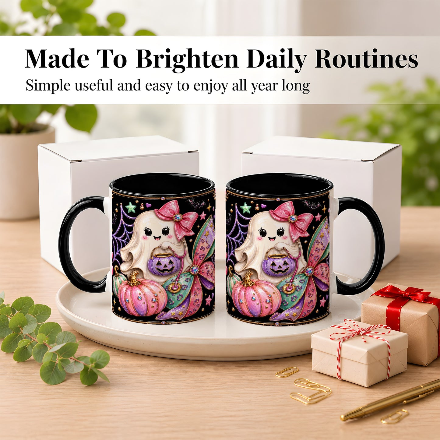 #pl[11oz|Black] Ghost Nurse Coffee Mug, Cute Halloween Mug, Ceramic Cup