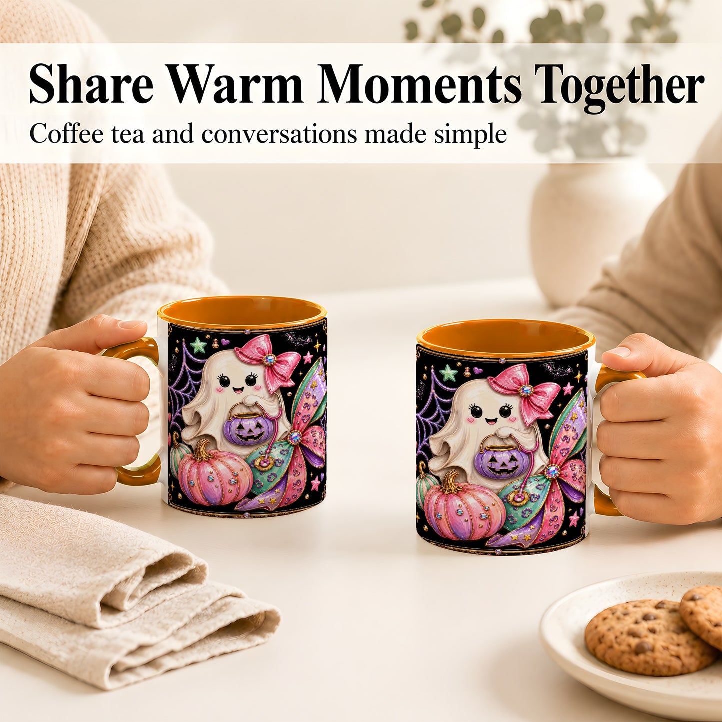 #pl[11oz|Orange] Ghost Nurse Coffee Mug, Cute Halloween Mug, Ceramic Cup