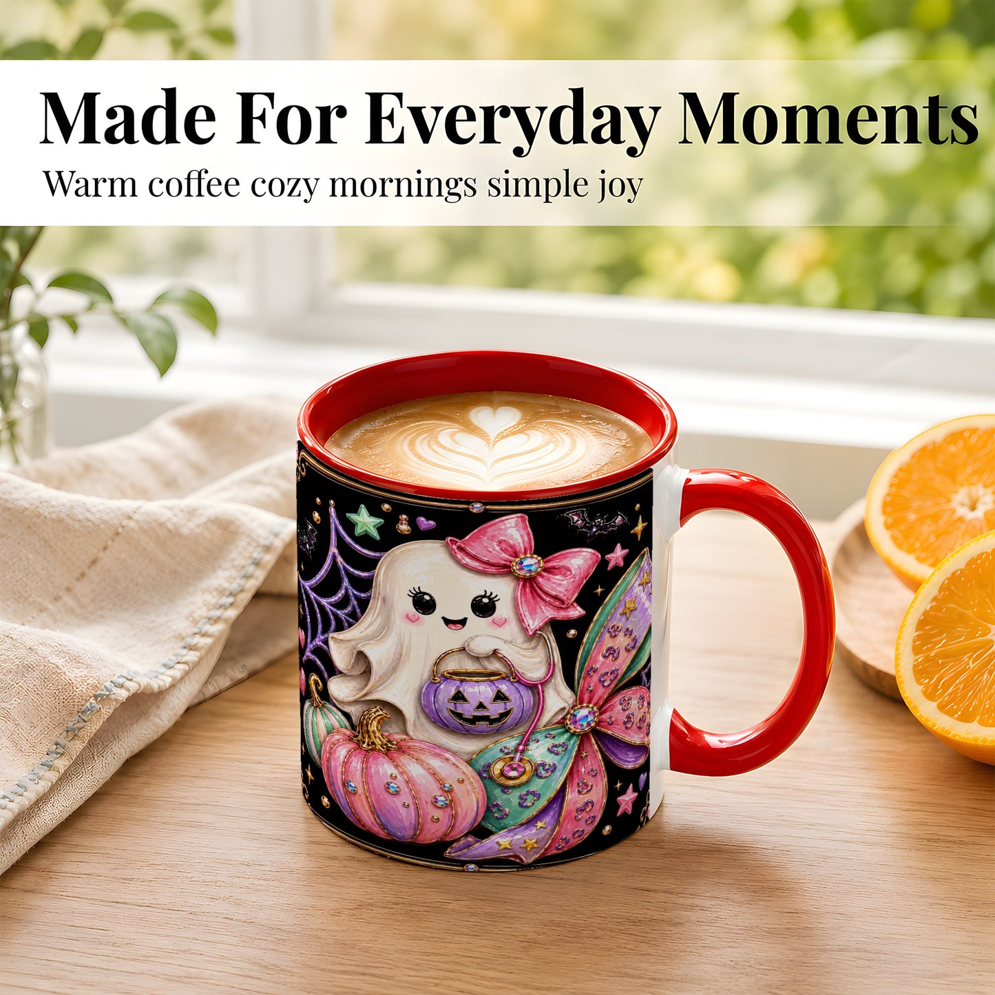 #pl[11oz|Red] Ghost Nurse Coffee Mug, Cute Halloween Mug, Ceramic Cup