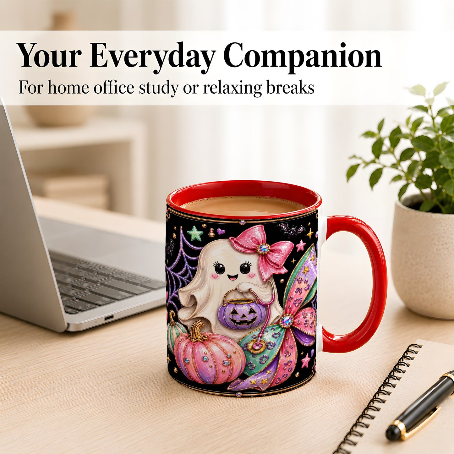 #pl[11oz|Red] Ghost Nurse Coffee Mug, Cute Halloween Mug, Ceramic Cup