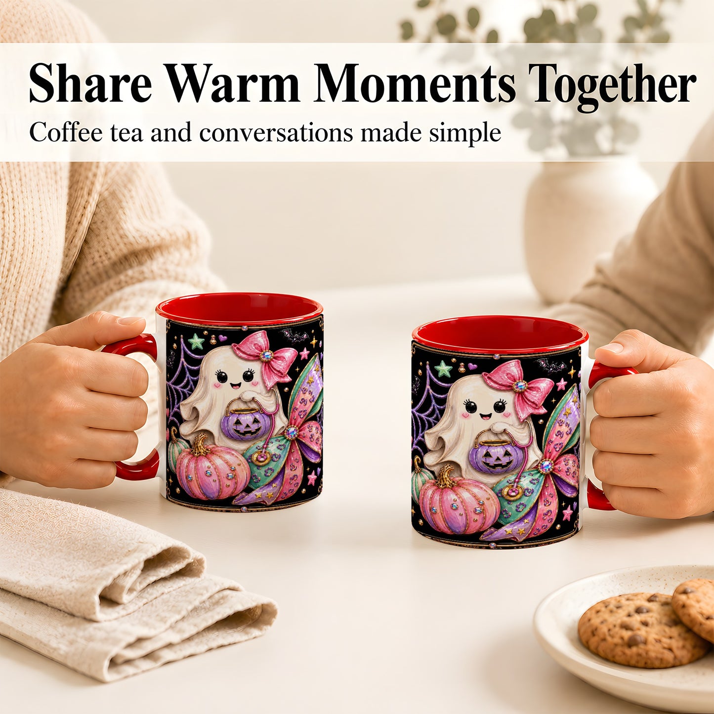 #pl[11oz|Red] Ghost Nurse Coffee Mug, Cute Halloween Mug, Ceramic Cup