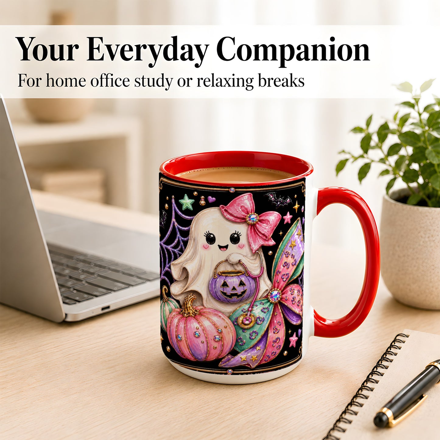 #pl[15oz|Red] Ghost Nurse Coffee Mug, Cute Halloween Mug, Ceramic Cup