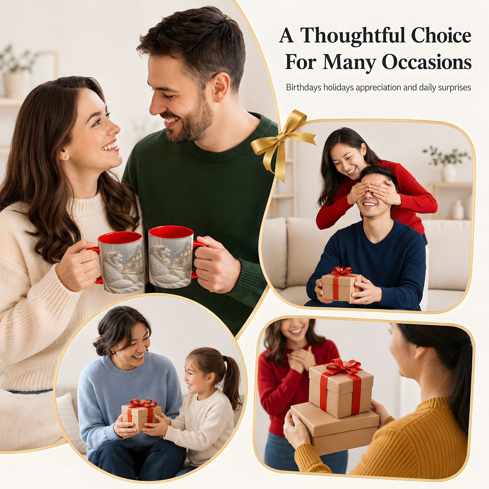 #pl[11oz|Red] White Cat Rainy Window Coffee Mug, Cozy Cat Mug, Ceramic Cup