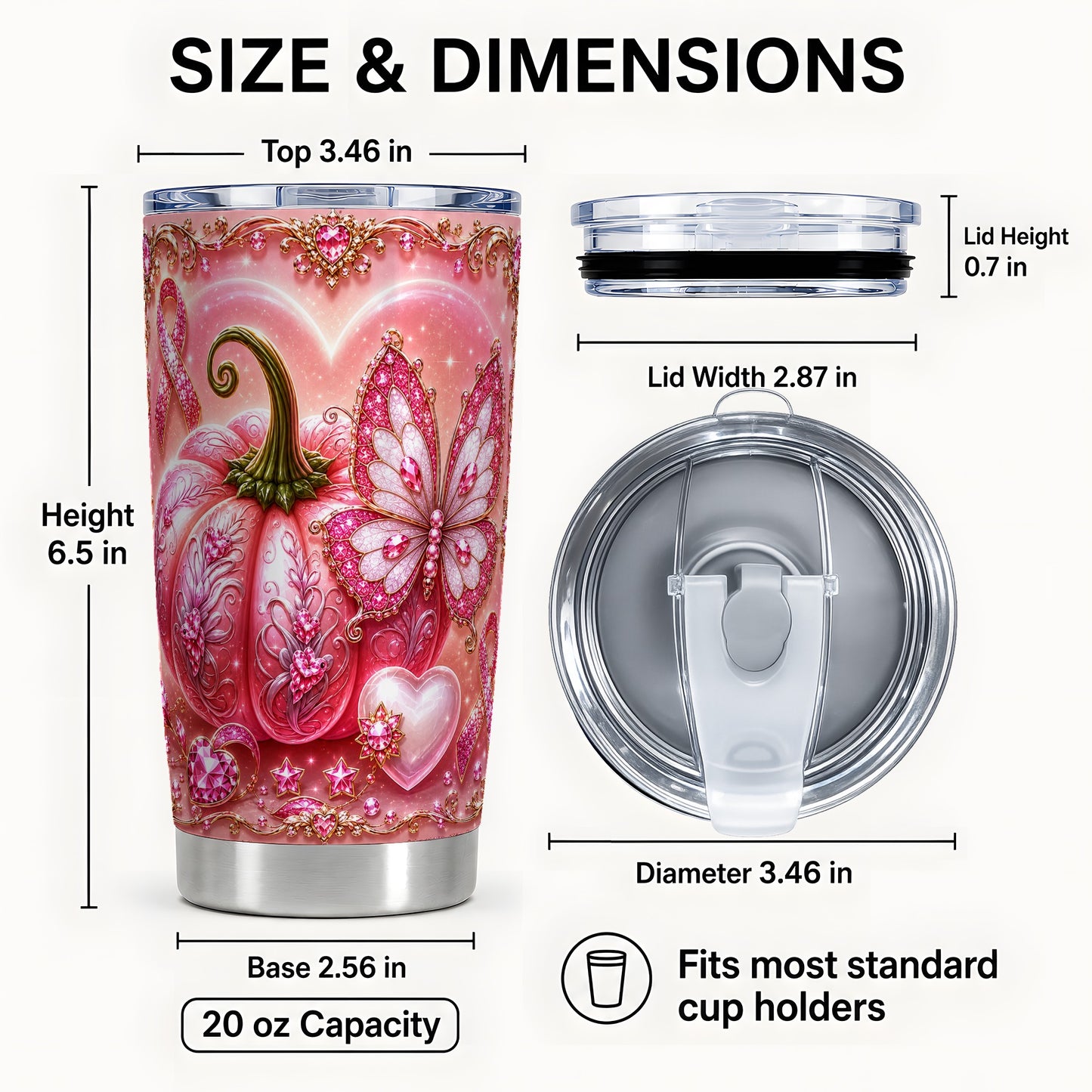 #pl[Steel] Jeweled Ribbon Tumbler 20oz, Awareness Tumbler, Stainless Steel Travel Cup