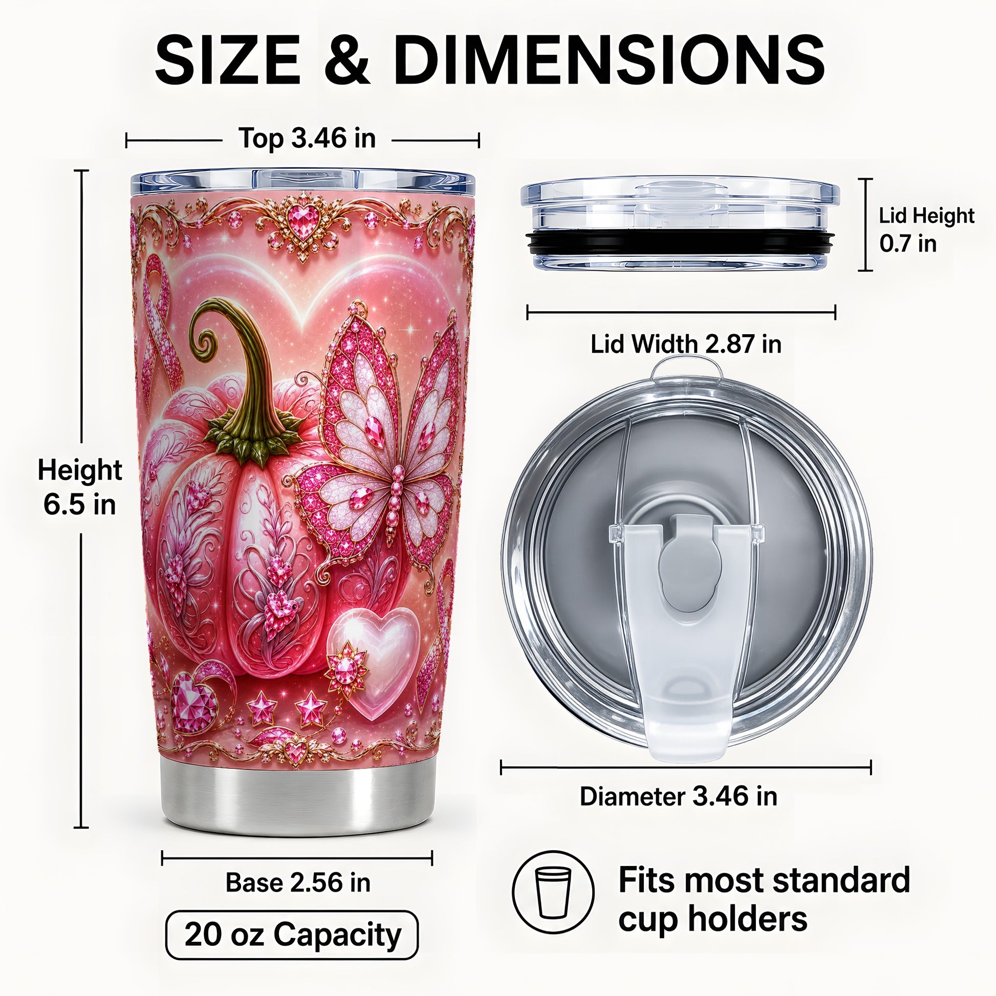#pl[Steel] Jeweled Ribbon Tumbler 20oz, Awareness Tumbler, Stainless Steel Travel Cup