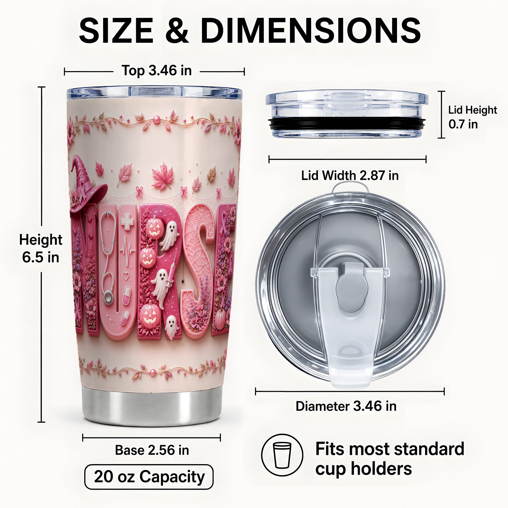 #pl[Steel] Nurse Halloween Tumbler 20oz, Ribbon Tumbler, Stainless Steel Travel Cup
