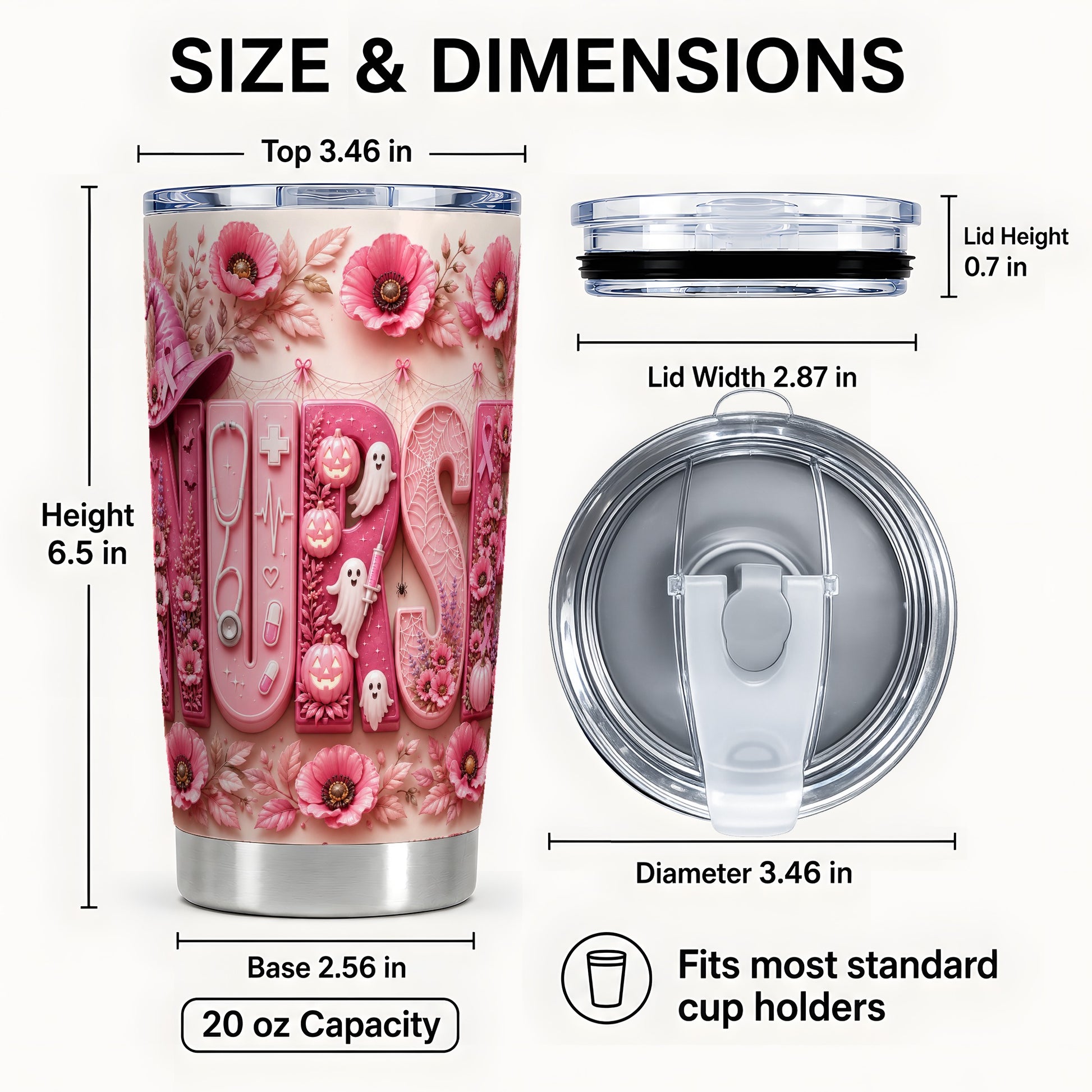 #pl[Steel] Nurse Halloween Tumbler 20oz, Ribbon Tumbler, Stainless Steel Travel Cup