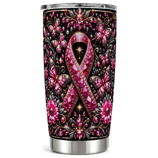 #pl[Steel] Breast Cancer Tumbler 20oz, Pink Ribbon Tumbler, Stainless Steel Travel Cup