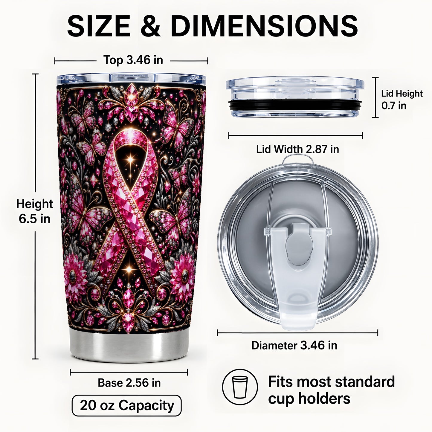 #pl[Steel] Breast Cancer Tumbler 20oz, Pink Ribbon Tumbler, Stainless Steel Travel Cup