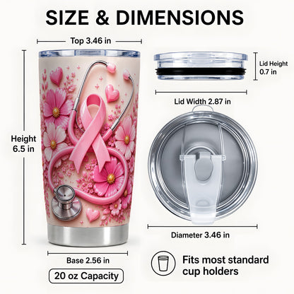 #pl[Steel] Breast Cancer Tumbler 20oz, Stethoscope Tumbler, Stainless Steel Travel Cup