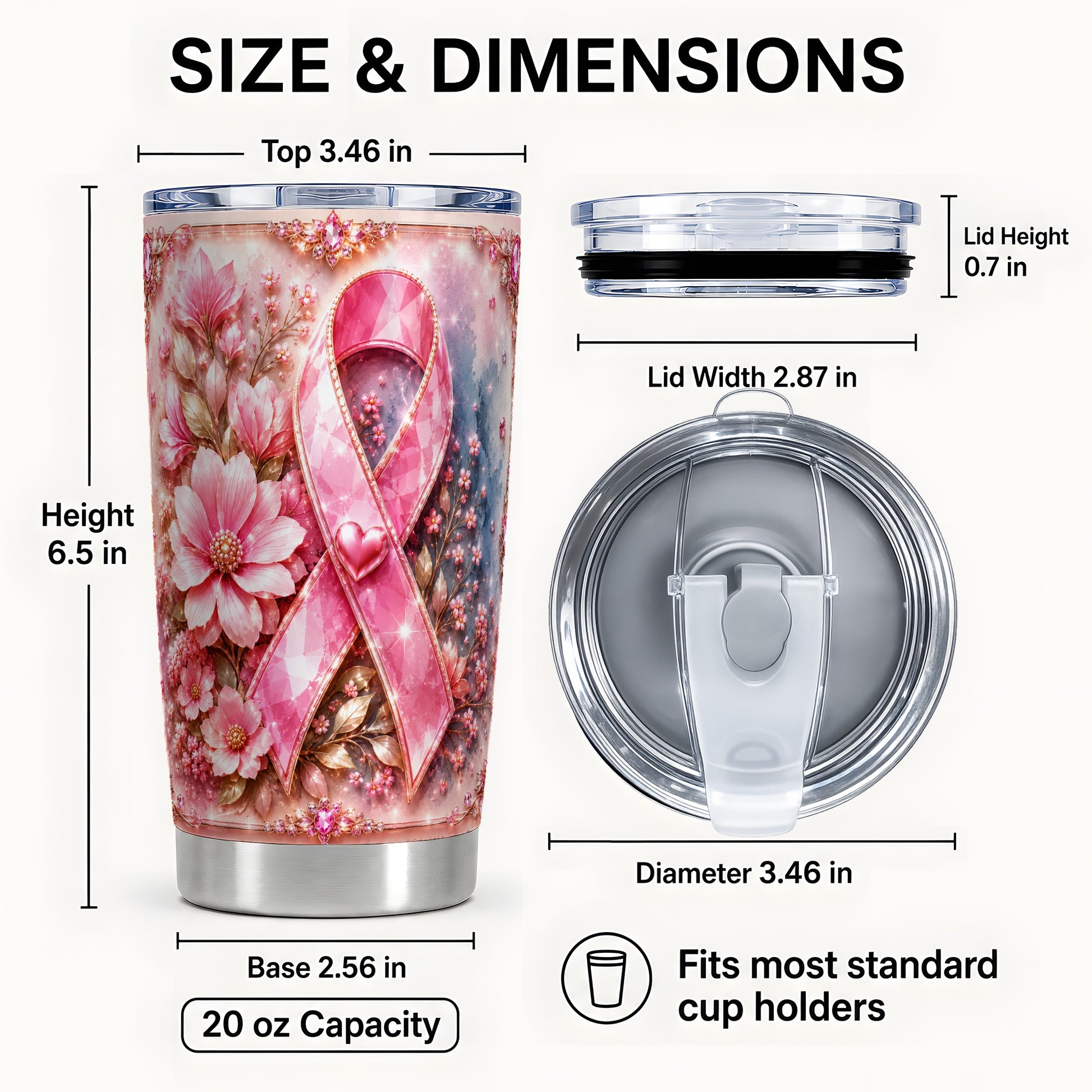 #pl[Steel] Gemstone Ribbon Tumbler 20oz, Floral Tumbler, Stainless Steel Travel Cup