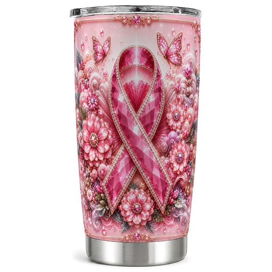#pl[Steel] Butterfly Ribbon Tumbler 20oz, Floral Tumbler, Stainless Steel Travel Cup