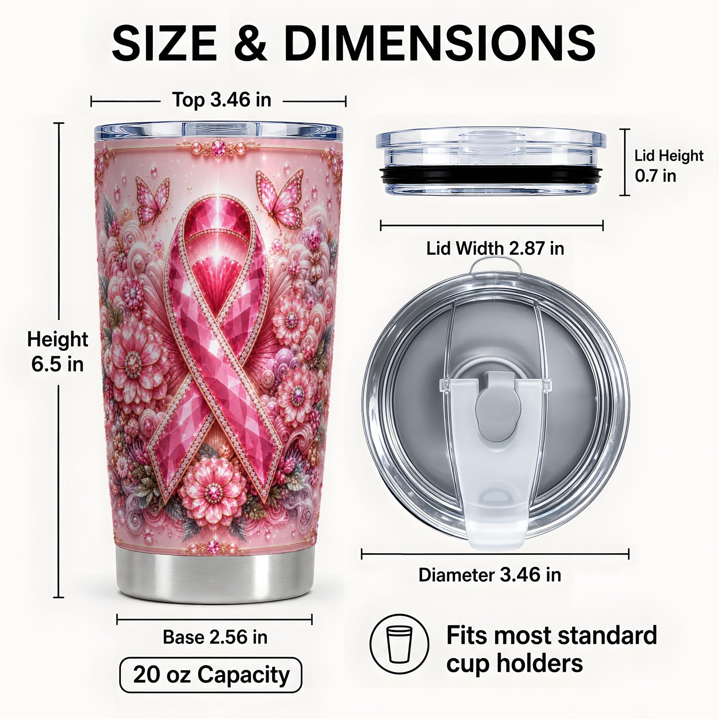 #pl[Steel] Butterfly Ribbon Tumbler 20oz, Floral Tumbler, Stainless Steel Travel Cup