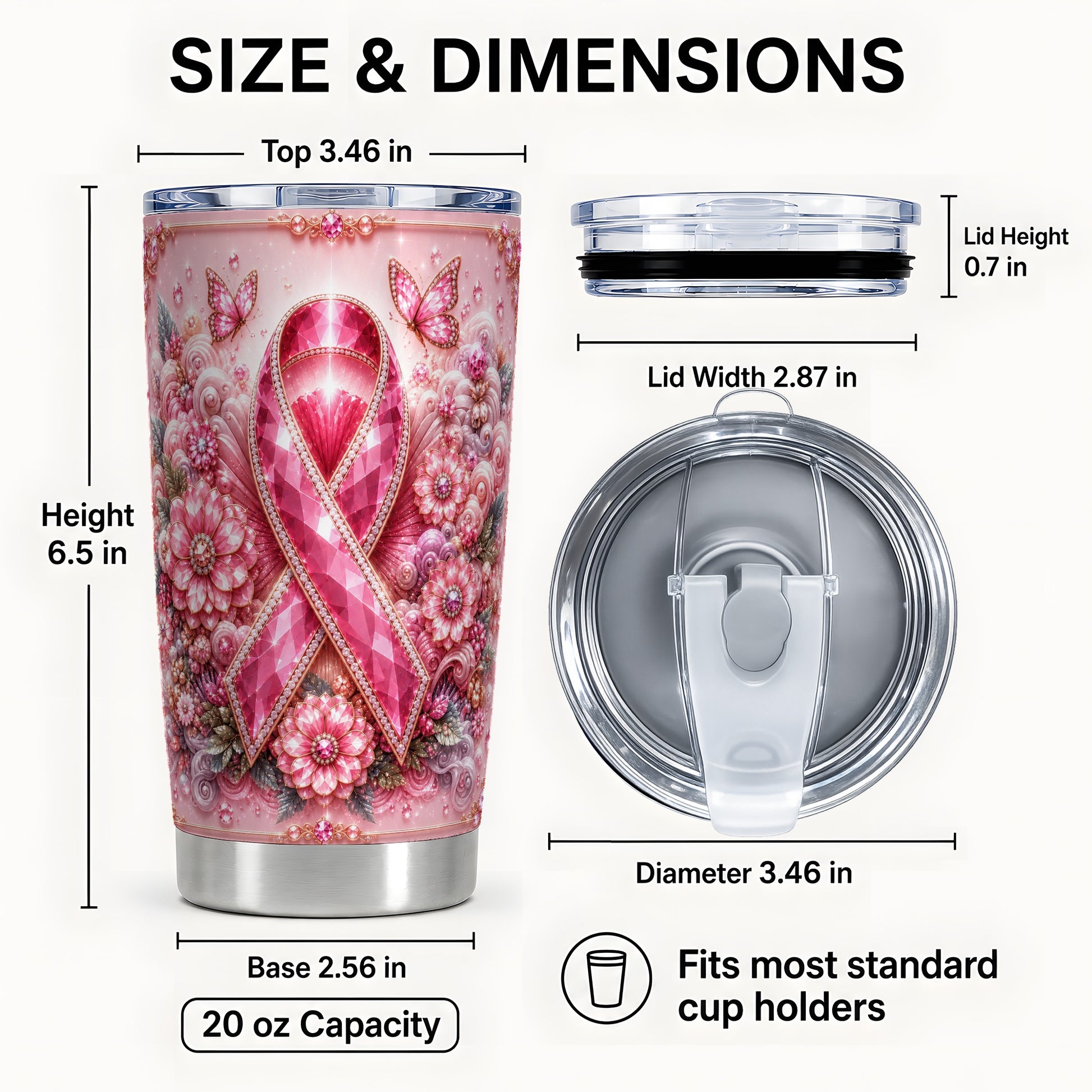 #pl[Steel] Butterfly Ribbon Tumbler 20oz, Floral Tumbler, Stainless Steel Travel Cup