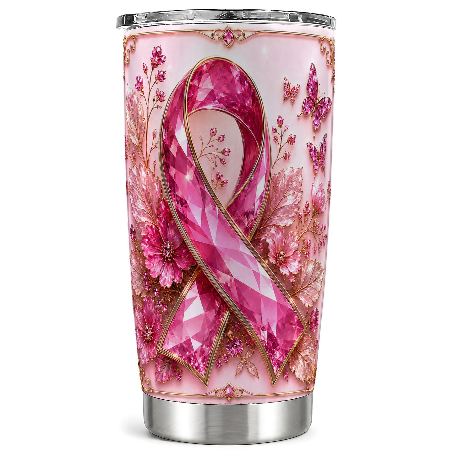 #pl[Steel] Botanical Ribbon Tumbler 20oz, Floral Tumbler, Stainless Steel Travel Cup