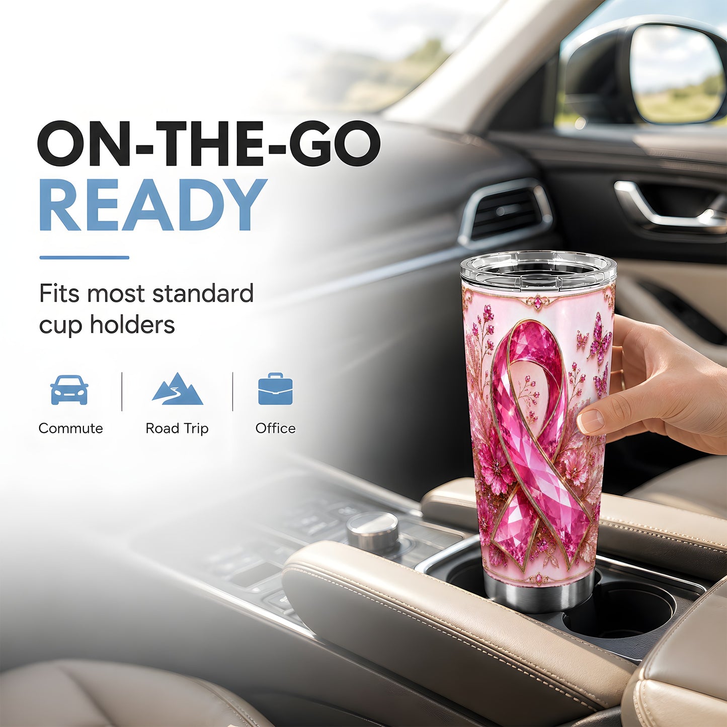 #pl[Steel] Botanical Ribbon Tumbler 20oz, Floral Tumbler, Stainless Steel Travel Cup