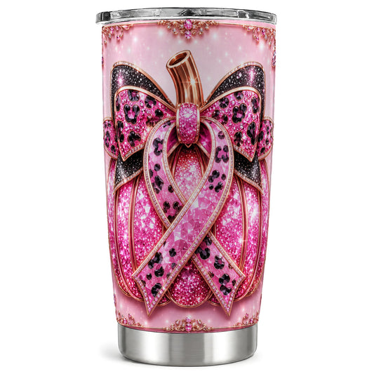#pl[Steel] Ribbon Pumpkin Tumbler 20oz, Awareness Tumbler, Stainless Steel Travel Cup