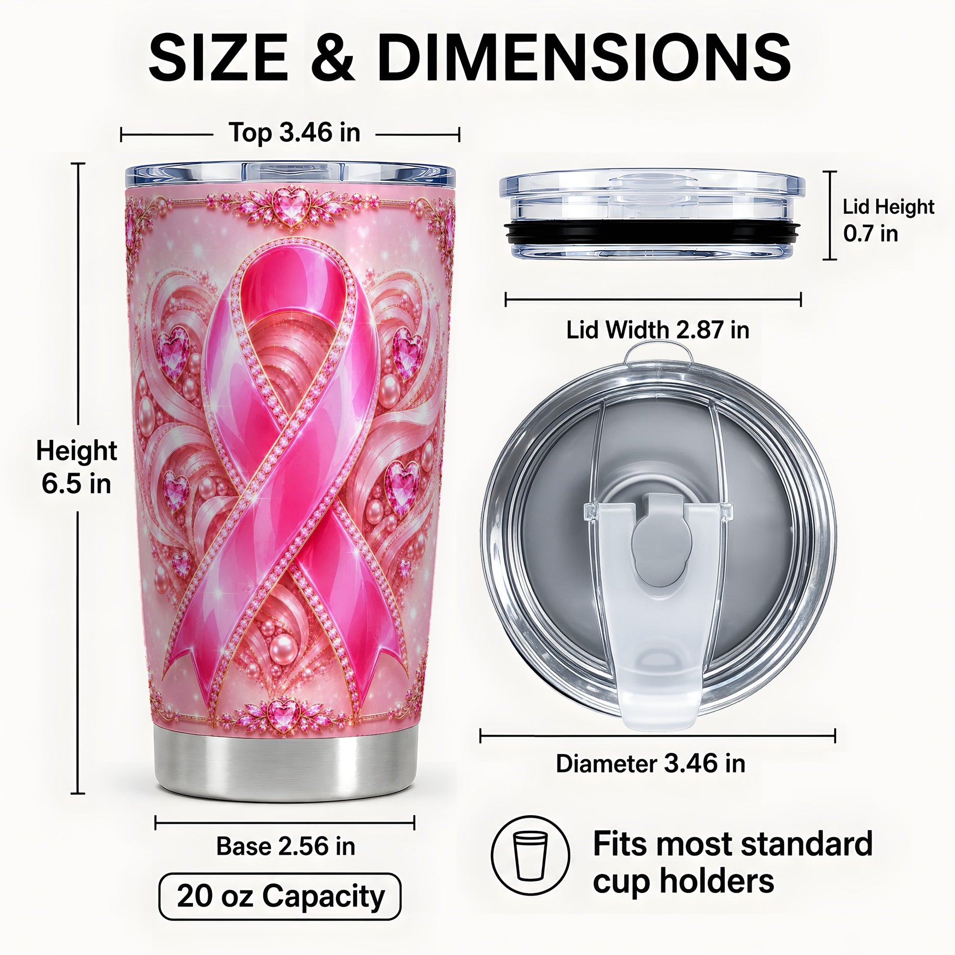 #pl[Steel] Awareness Ribbon Tumbler 20oz, Heart Tumbler, Stainless Steel Travel Cup