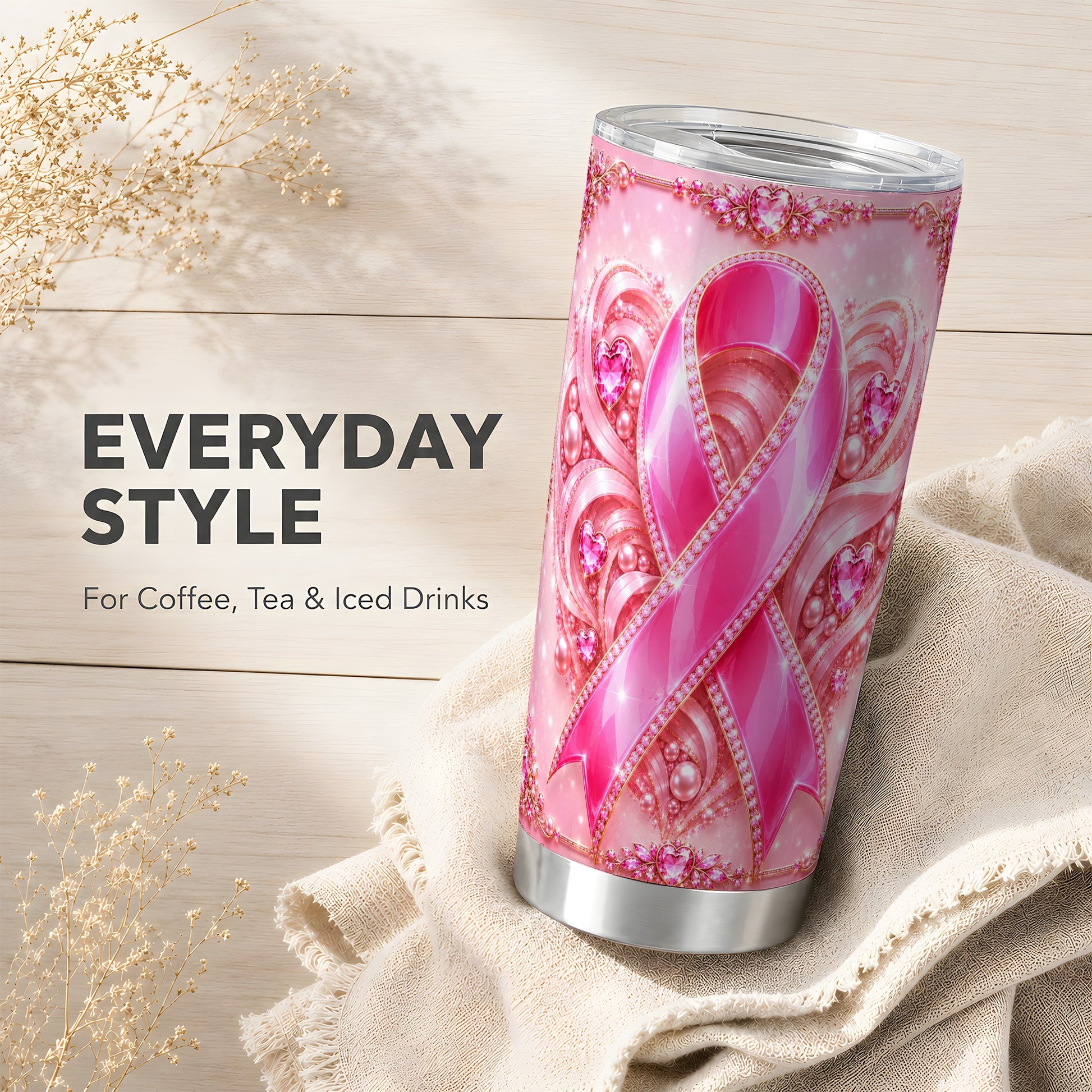 #pl[Steel] Awareness Ribbon Tumbler 20oz, Heart Tumbler, Stainless Steel Travel Cup