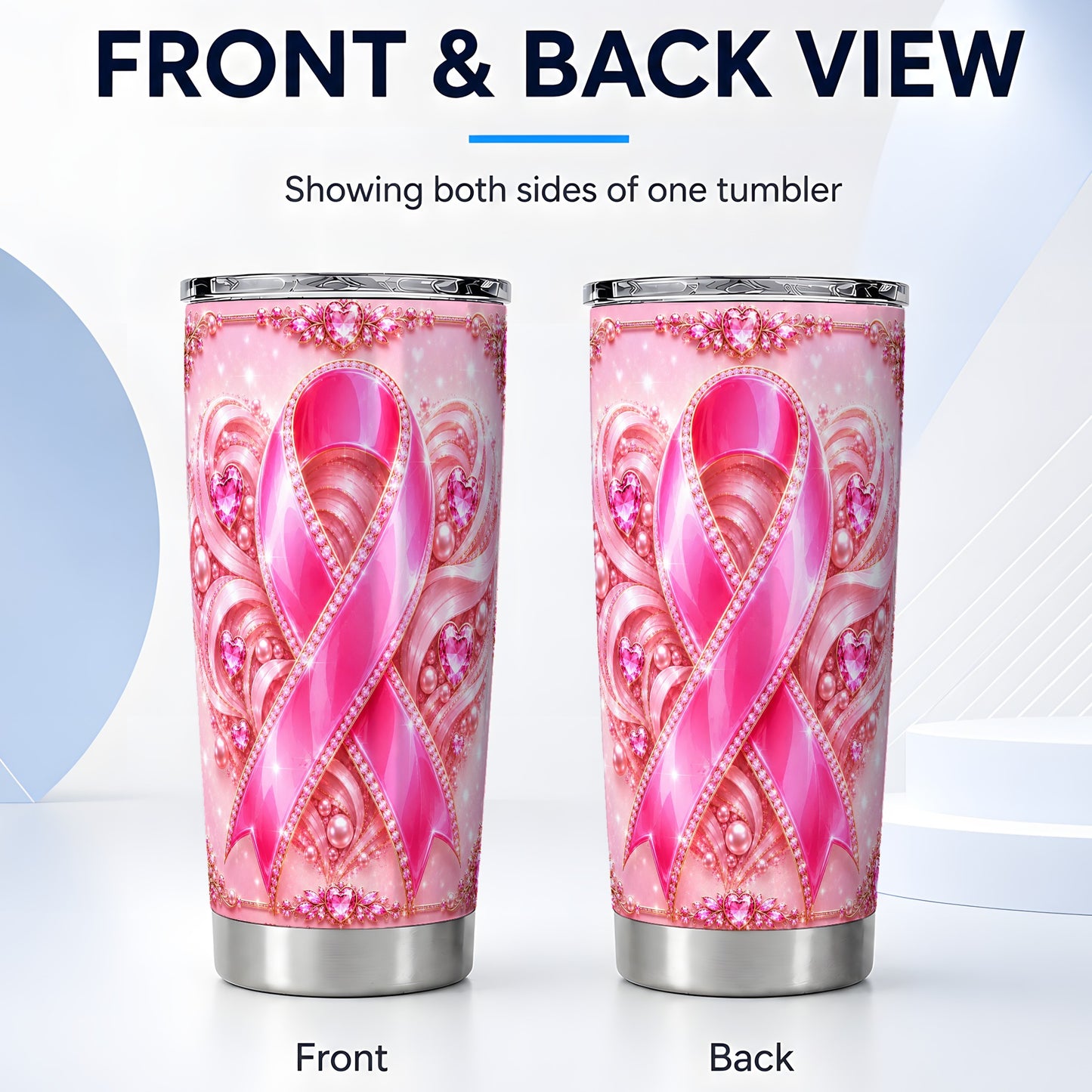 #pl[Steel] Awareness Ribbon Tumbler 20oz, Heart Tumbler, Stainless Steel Travel Cup