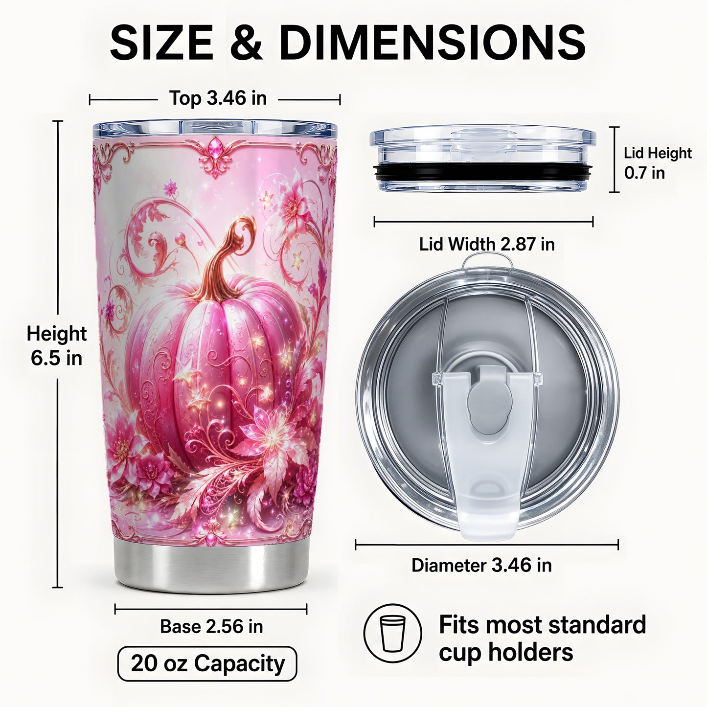 #pl[Steel] Floral Pumpkin Tumbler 20oz, Autumn Tumbler, Stainless Steel Travel Cup